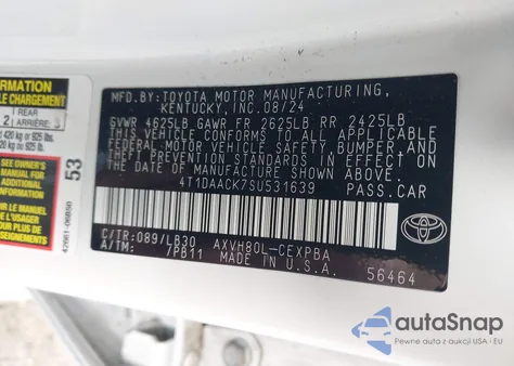 2025 Toyota Camry Xse from USA, damaged, VIN 4T1DAACK7SU531639